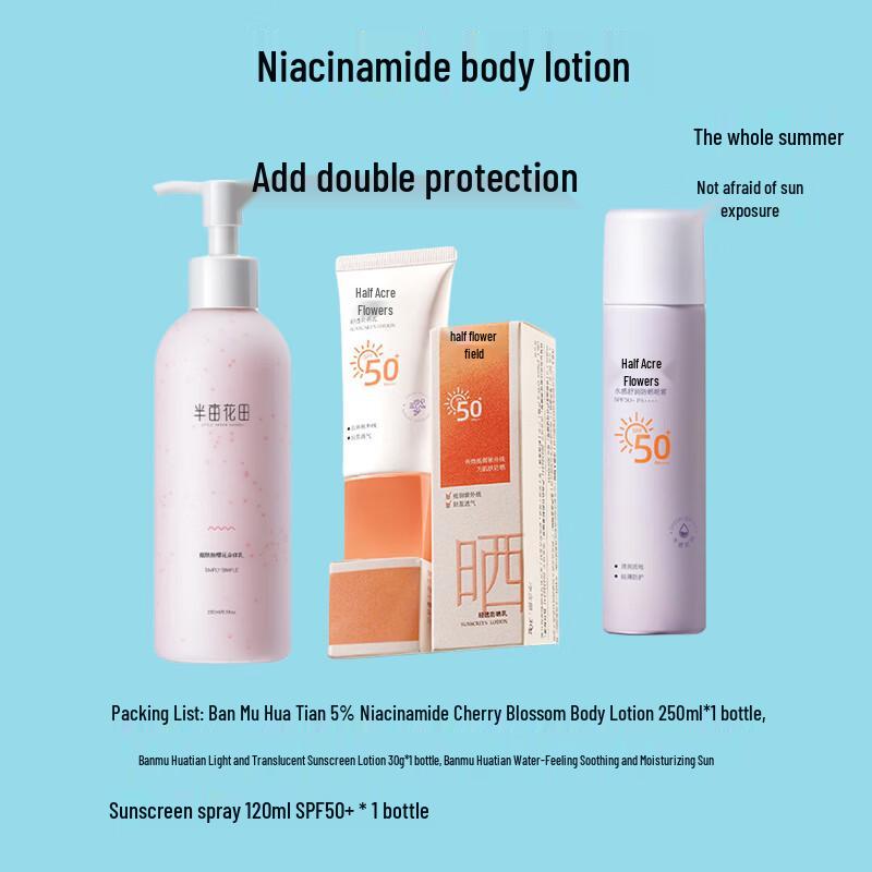 Ban Mi Hua Tian 5% Niacinamide Cherry Blossom Body Lotion & Sunscreen Set