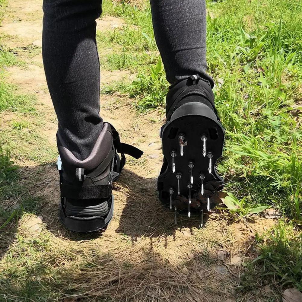 Anti-Slip Lawn Aerator Shoes Grass Spiked Shoes with Adjustable Strap Aerator Sandals for Yard Patio Garden Aerating Soil Tools
