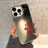 Red Letter Love Yourself Makeup Mirror Phone Case For iPhone 17 AIR 16 15 14 13 12 11 PRO MAX PLUS Y2K Bumper Red Quote Cover