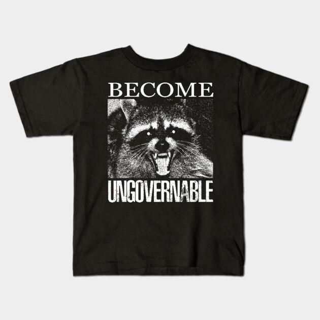 Boys Girls Soft Cotton Graphic Tees Become Ungovernable Raccoon Breathable Daily School Wear Kids T-Shirts
