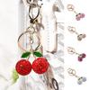 1PC Cherry Pendant Glittery Full Rhinestones Creative Cherry Keychain Cute Golden-Tone Ring Sparkling Bags Pendant