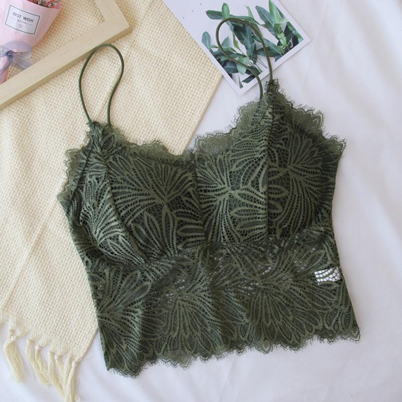 

Женская майка с мягкой подкладкой на тонких бретелях, камзол, кружевной тонкий жилет, зеленый зелёный