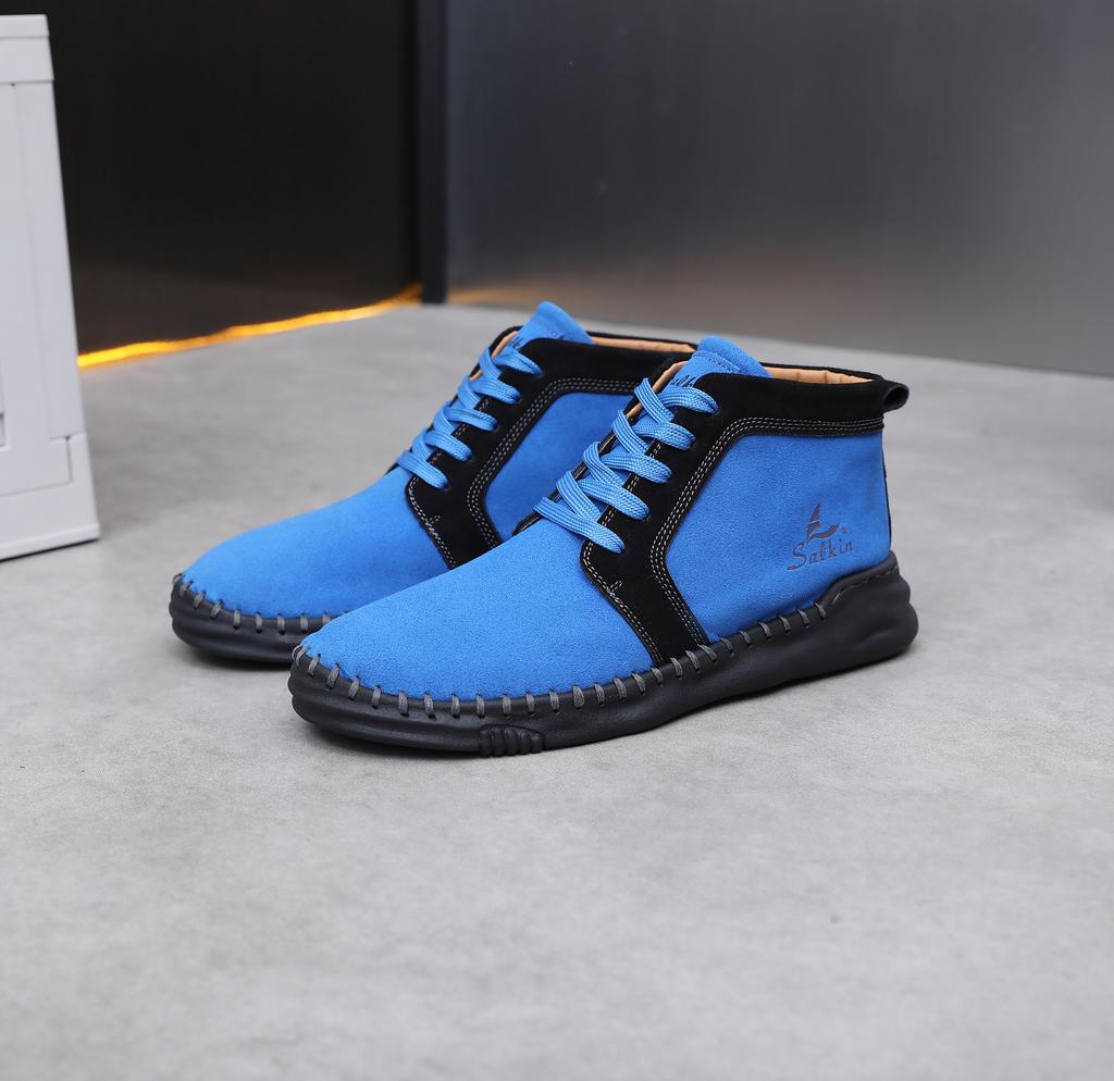 20252025 New Frosted Leather Large Size Men's Shoes Medium Top Board Shoes Martin Boots Men's Casual Short Boots