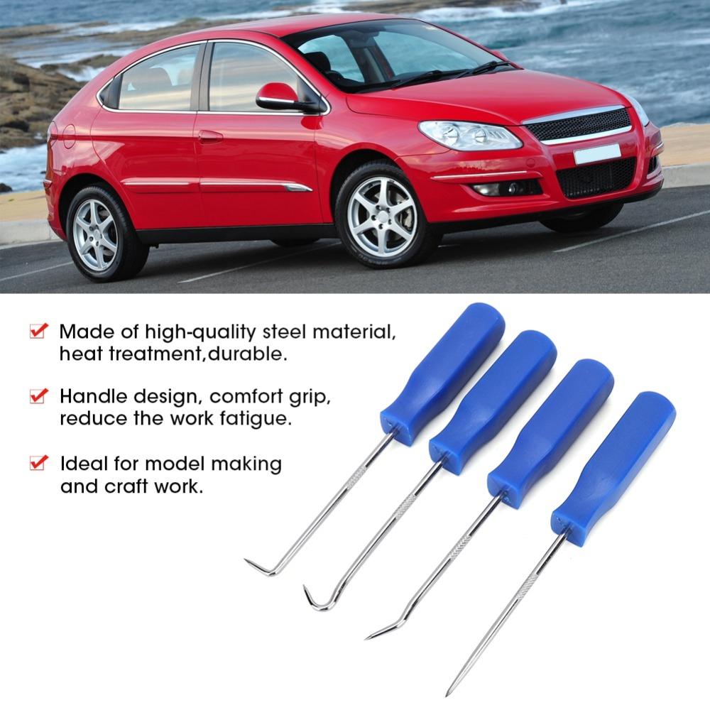 4PCS Stainless Steel Car Pick Hook Set ABS Handle Oil Seal Puller Maintenance Technician