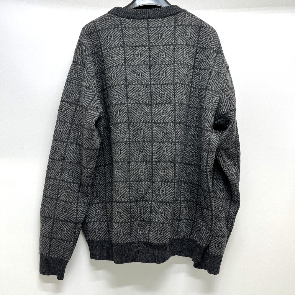 Fendi Zucca General Pattern Knit Apparel Tops Long Sleeve Sweater Wool Gray