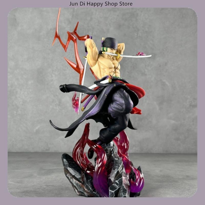 28 cm große One Piece Roronoa Zoro Dreischwert-Stil Doppelkopf-Figur mit austauschbaren Köpfen – Das perfekte Geburtstagsgeschenk