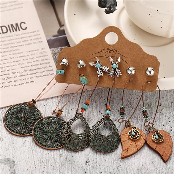 Ladiy 6Pairs Women Fashion Geometry Leaf Hollow Out Stud Drop Earrings Set Stud Ladiy 6Pairs Women Fashion Geometry Leaf Hollow Out Stud Drop Earrings Set Stud