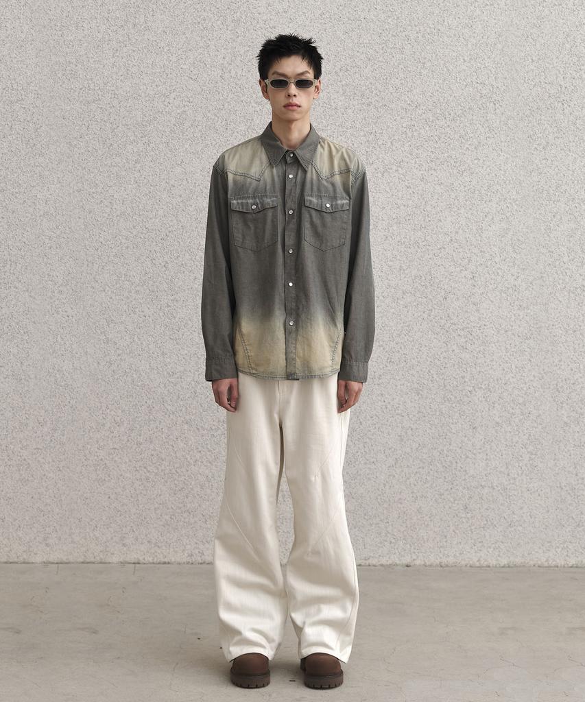 SENTAIR Dart Wide Flare Cotton Pants_Ivory