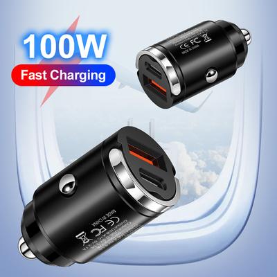 100W PD Pull Ring Fast Charging Car Charger USB C Car Phone Charger Adapter For iPhone 13 12 Xiaomi Samsung