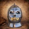 Capacete de Cavaleiro Grotesco Medieval Feito à Mão Capacete de Armadura de Aço Máscara de Guerreiro Dark Fantasy Decoração Colecionável Gótica Adereço de Cosplay