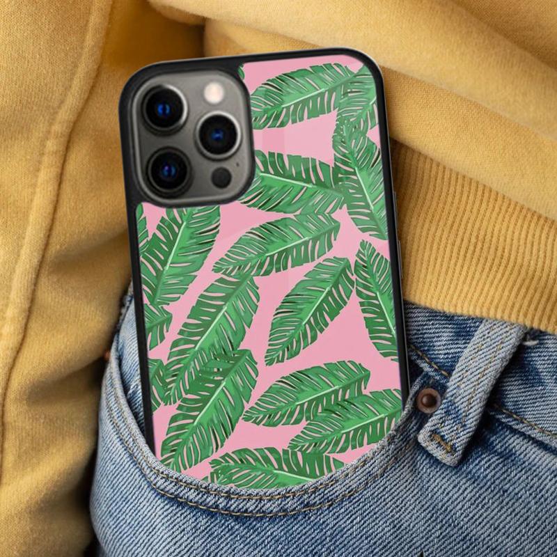 Retro Banana Leaf Plant Soft Phone Case for iPhone 17 Air 16e Pro max 15 Pro 13 14 Plus 11 12 MagSafe Magnetic Coque