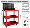 Three-Layer Tool Cart with Wheels & Pegboard - Universal Casters for Auto Repair