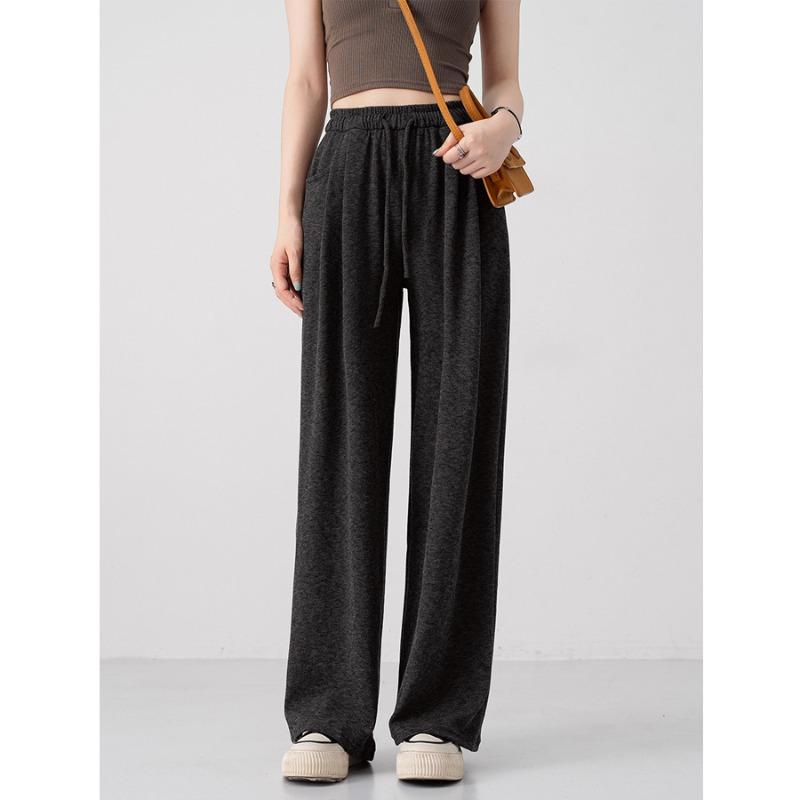 Spring new knitted cloud glutinous rice pants loose high waist drape casual wide-leg pants lazy narrow version mopping pants