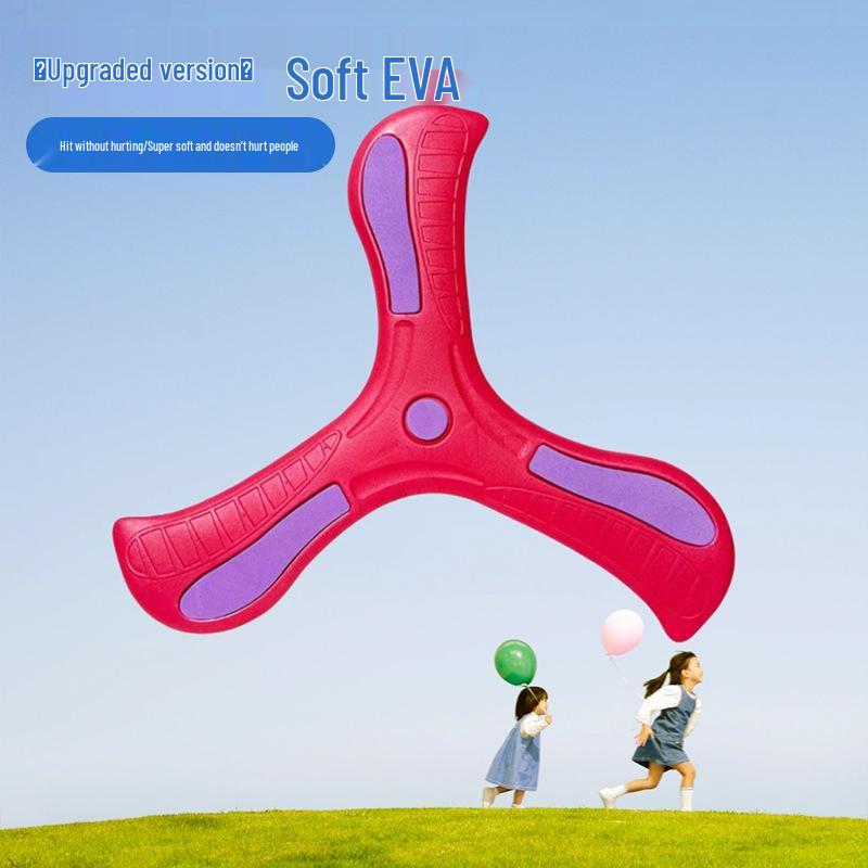 Large Children's Soft Rubber Boomerang - Durable, Three-Leaf Design for Safe Outdoor Play