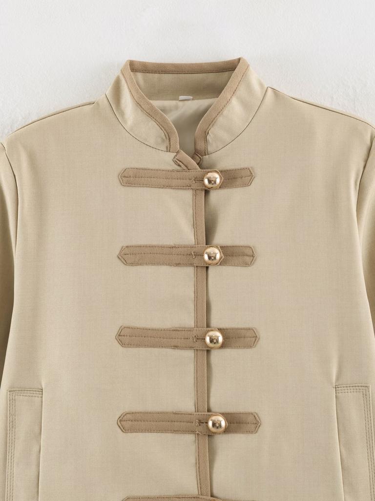 New autumn models, fashionable and casual style, versatile knot buckle temperament jacket, short coat