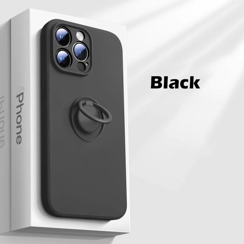 Luxury Liquid Silicone Magnetic Ring Holder Case For iPhone 15 14 13 12 16 Mini 11 Pro Max X XR XS Max Plus Lanyard Cover