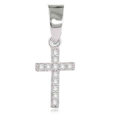 [Q7017] - Silver Pendant 'Cross' Silver-white (rhodium-plated) - 12x7 Mm
