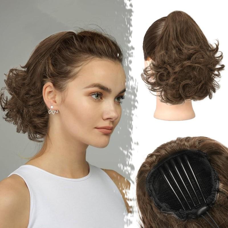 Womens Matte Curly Ponytail Hair Extensions Natural Fluffy Large Wave Synthetic