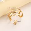 Europäisches und Amerikanisches Dickes Armband und Ring Schmuckset für Damen Goldfarbe Geometrische Linie Armband Ring Kombinationsset Geschenk
