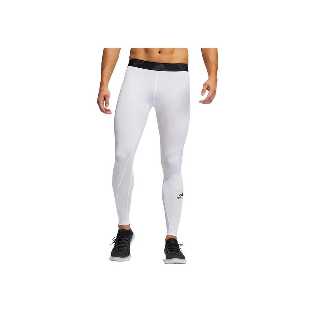 Adidas Logo Print Color Block Compression Pants Men Bottoms White GL9874