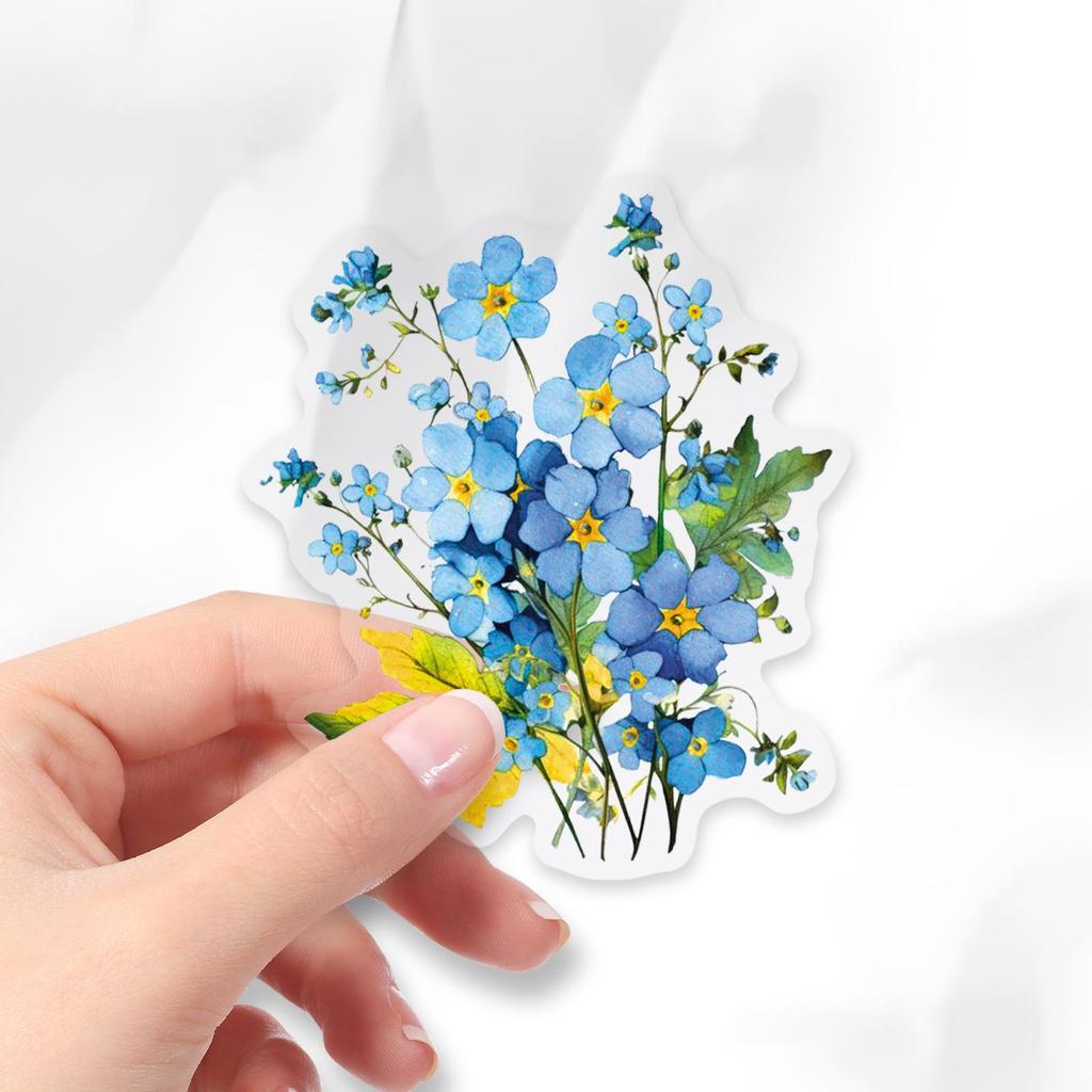 50 Sheets Transparent Cute Plant & Flower Sticker Set with Storage Box & Thermos Cup - Waterproof Decorative Stickers