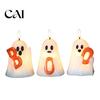 Small Desk Glow Props Halloween Ghost Flameless Candle, Cute Holding BOO Letter Tealight, Table Centerpieces Battery Operated LED Flickering Light for