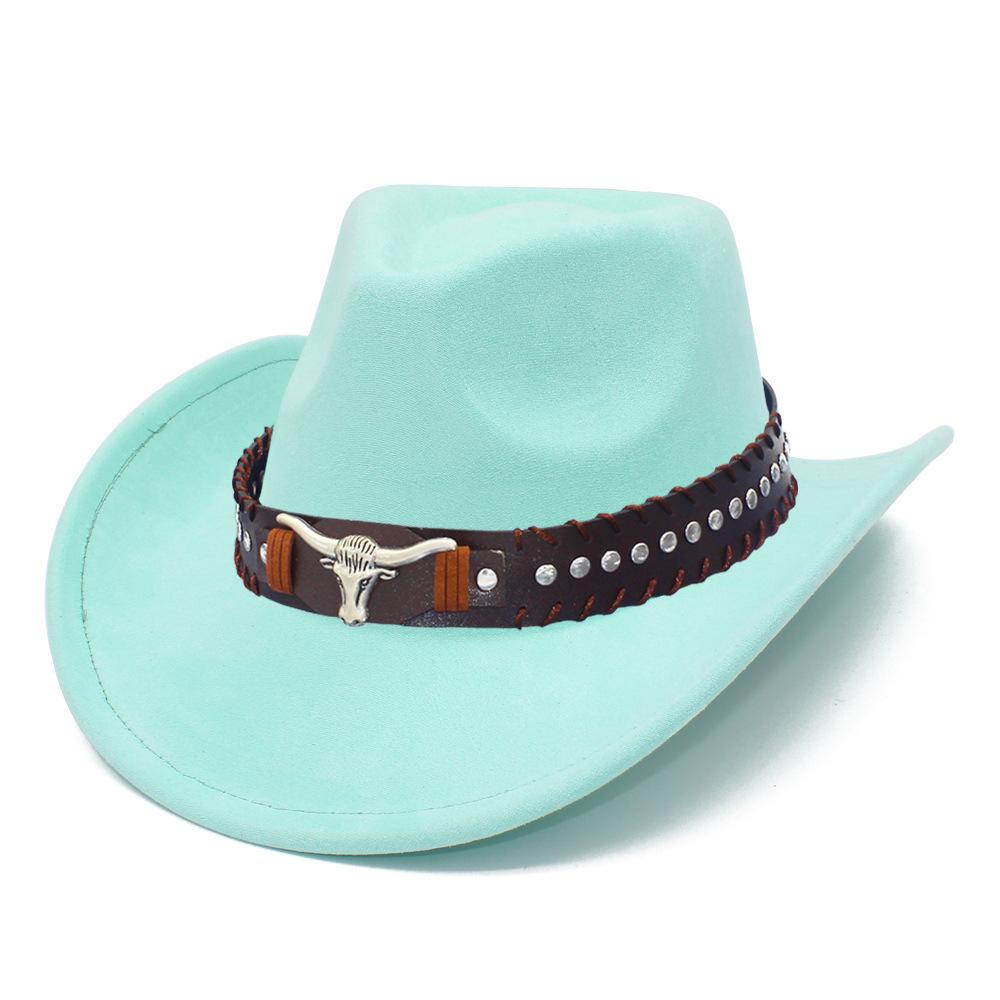 Fashion Classic Suede Equestrian Hat Men's and Women's Outdoor Travel Beach Vacation Visor Bent-brimmed Western Cowboy Hat
