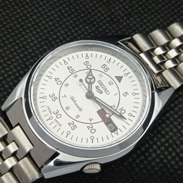 CEAS BĂRBAȚI D/D ALB SEIKO 5 AUTOMAT 6309A JAPONIA VINTAGE RECONDITIONAT a318611-9 Seiko-a318611-1