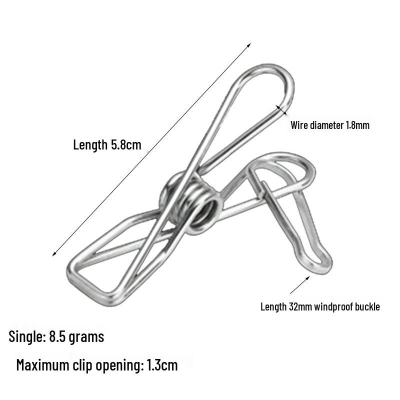Stainless Steel Windproof Clothesline Clips - Small Size Sock Drying Clips