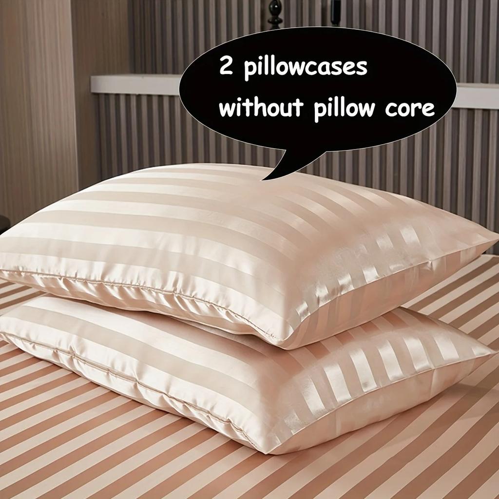 3 pieces of simple and classic satin striped duvet cover set, suitable for bedrooms, dormitories and hotels, holiday gifts
