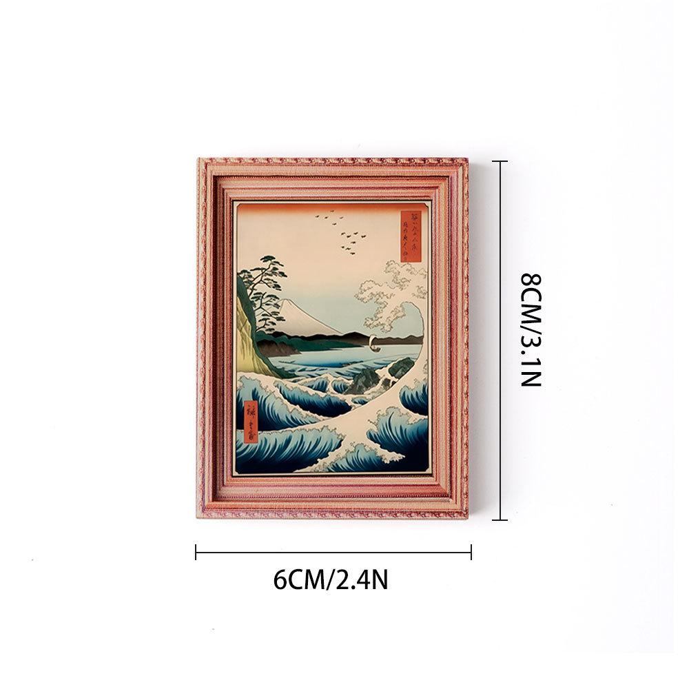 Floating World 3D Wood Carving Photo Frame Magnet: Wooden Home Décor, Poster, and Refrigerator Tile.