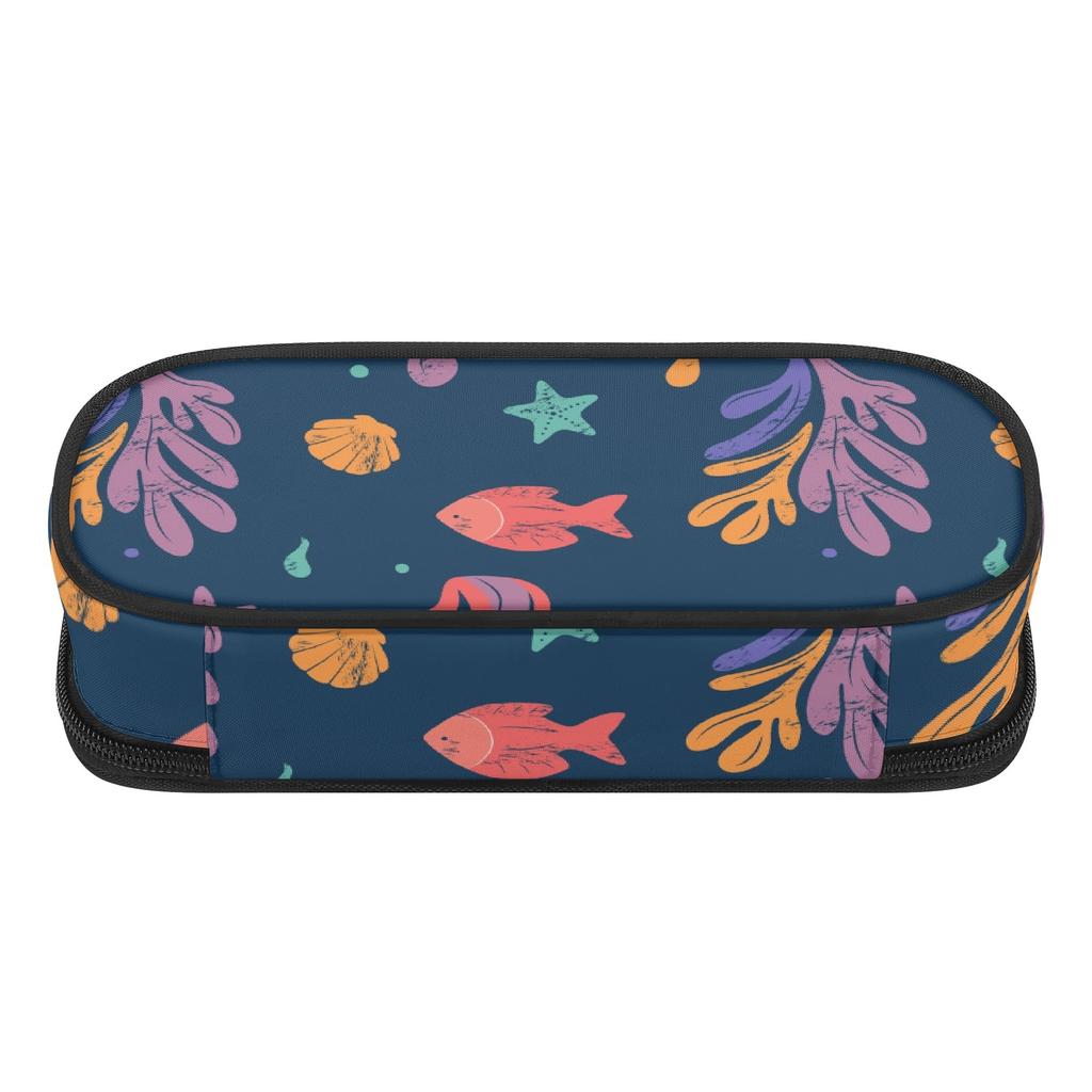Pencil Bag Large Capacity Zipper Closure 300D Polyester with Spacious Main Pocket Mesh Layer and Pen Slot Divider for Students