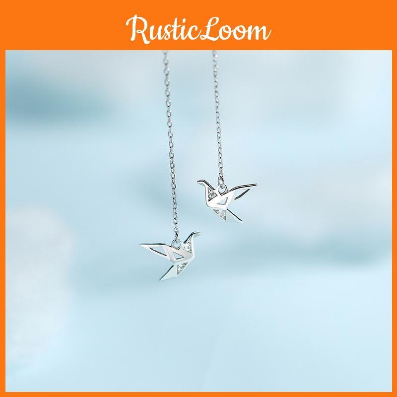 Diamond Sparkling Yixuan Origami Crane Ear Threader Popular Chain Element Design