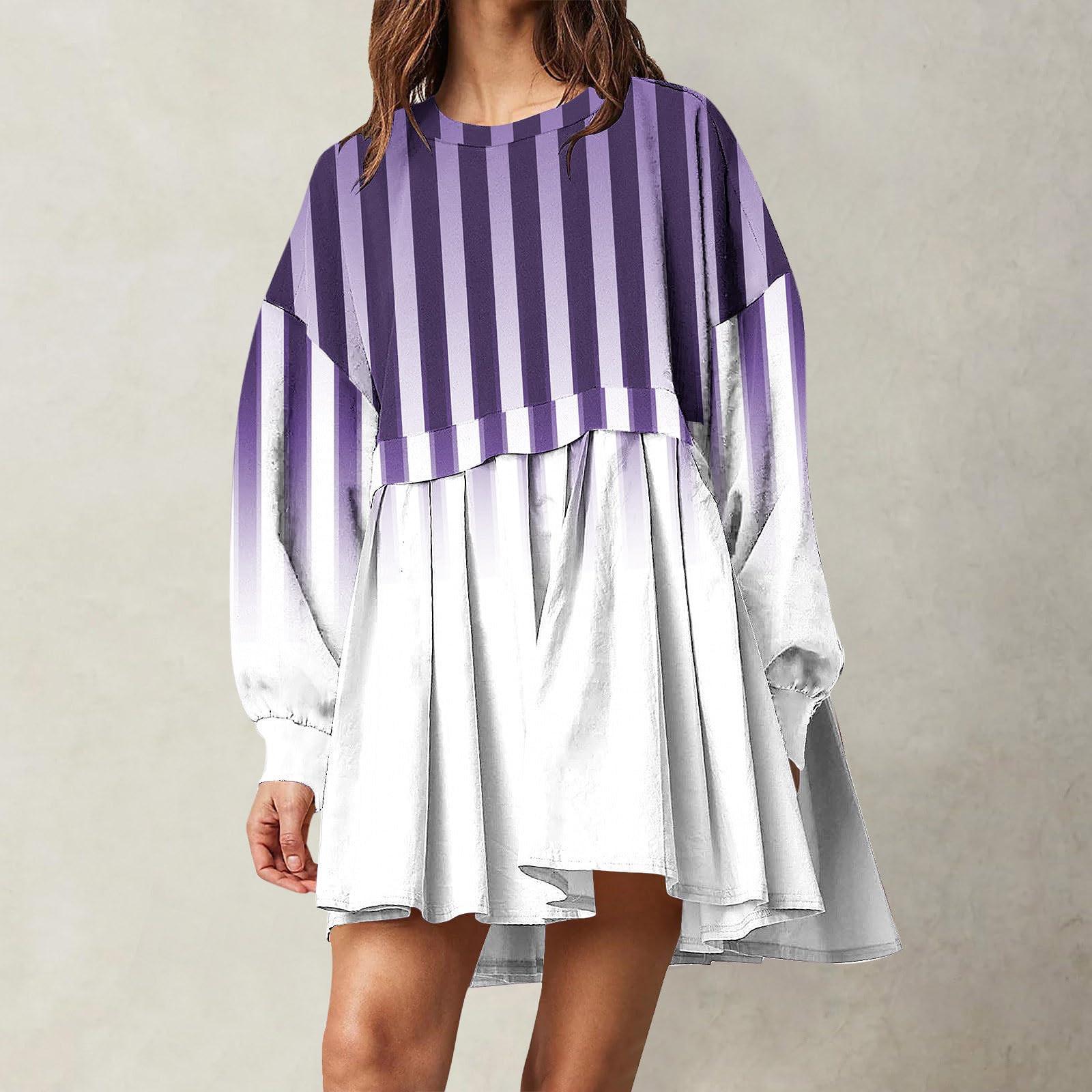 Женская мода повседневная круглая горловина длинный рукав пэчворк пуловер свитшот — фото 5