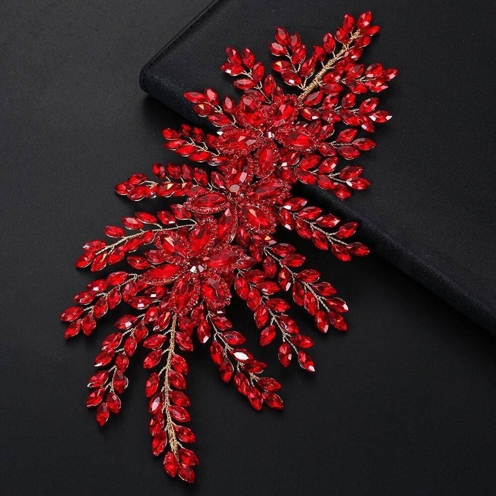 Sparkling Wedding Headband Leaf Design Elegant Bride Crown Tiaras DIY Handmade Women's Rhinestone Headpieces Bridal Party