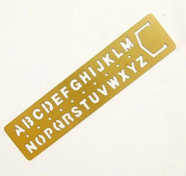 2021121732 Vintage Brass Letter and Numbers Metal Ruler Template Ruler Bookmark Marker Stationery School Supplies Belt Buckle