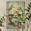 Vintage Cat Bathing Metal Tin Sign Retro Foil Engraved Iron Wall Decor Indoor Outdoor Floral Feline Hanging Art Home Garden Ornament