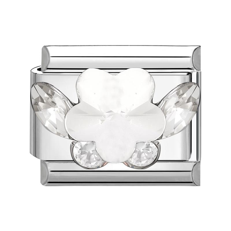 New Shiny Zircon Heart Butterfly Flower Star Bow Italian Charm Links Fit 9MM Stainless Steel Bracelet Girls' DIY Making Gift