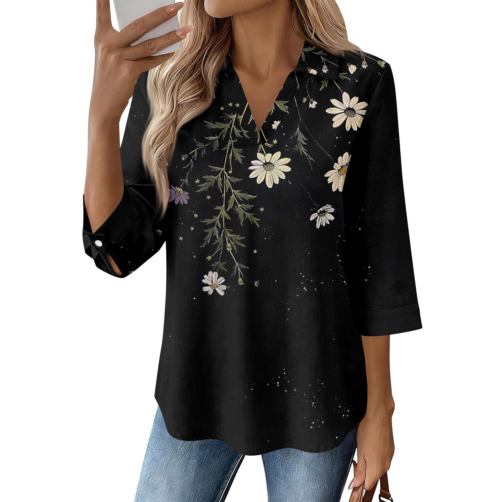 

Женские футболки с рукавом 3/4, футболки с графикой, повседневные базовые топы, пуловеры XXL чёрный