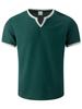 Mens Waffle Solid Color V Neck Short Sleeve Loose Casual T Shirt Mens Tops
