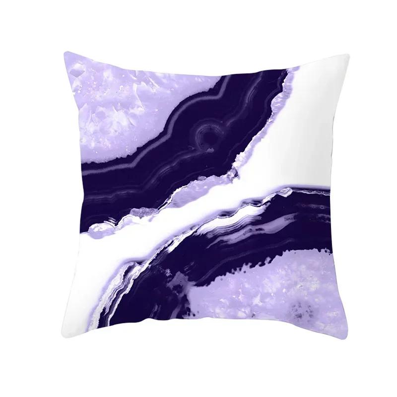 45x45cm Heart Charms Purple Geometric Pillow Case Peach Skin Ins Styles Cushion Cover Marble Aloe Vera Plant Home Decoration