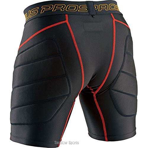 ZETT Baseball Pro Status Stretch Pants (Padded), Black x Red (1964), Size L, BP47P