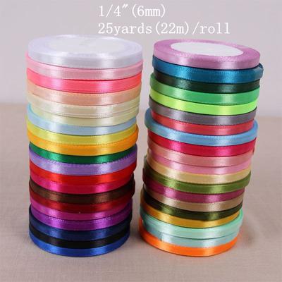22 Meter (25 Meter) Seiden-Satinband 1/4" (6mm) Party Haus Hochzeit Dekoration Geschenkverpackung Weihnachten Neujahr DIY Material
