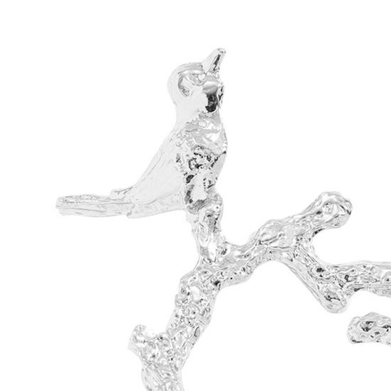 Napkin Ring Vintage Branch Bird Design with Gold Finish Open-End Holder for Cloth
