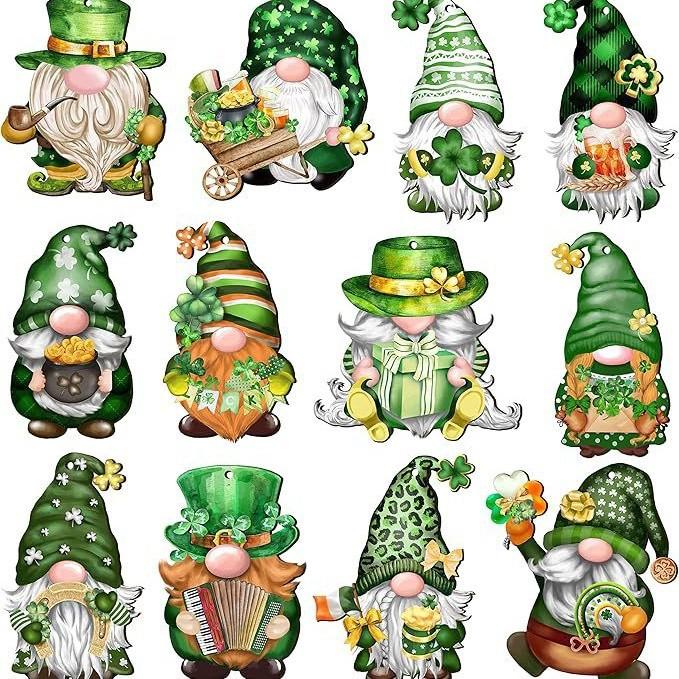 12/24pcs/set New Creative Wooden Christmas Dwarf Gnome Decoration Small Hanging Christmas Tree Decoration Wooden Plaque Set