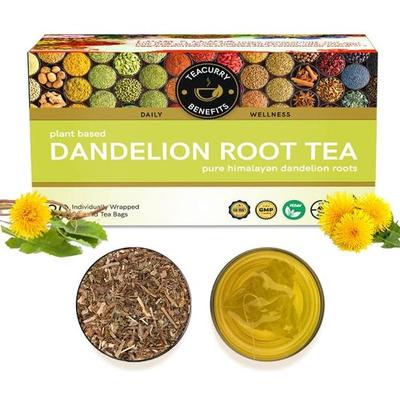 TEACURRY Dandelion Root Tea (1 Month Pack, 30 Tea Bags) - Helps To Detox Body and Liver