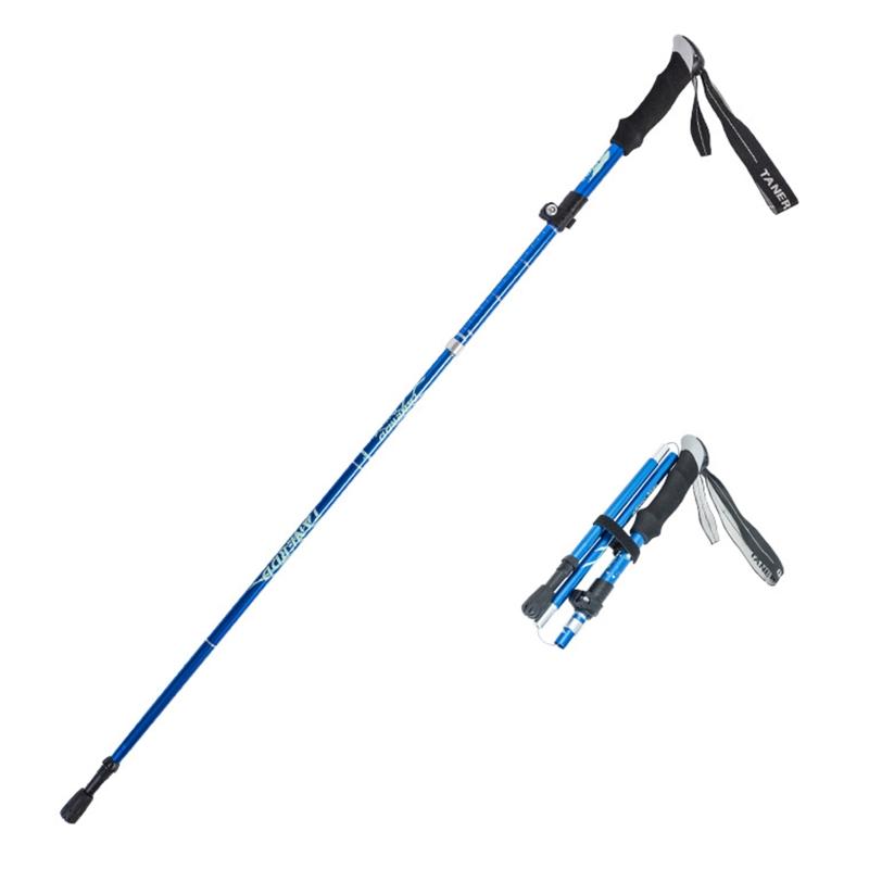 Trekking Pole, Collapsible Hiking Trekking Stick for W/ Quick Lock Aluminum Alloy EVA Grip Handle for Mountaineering Cam
