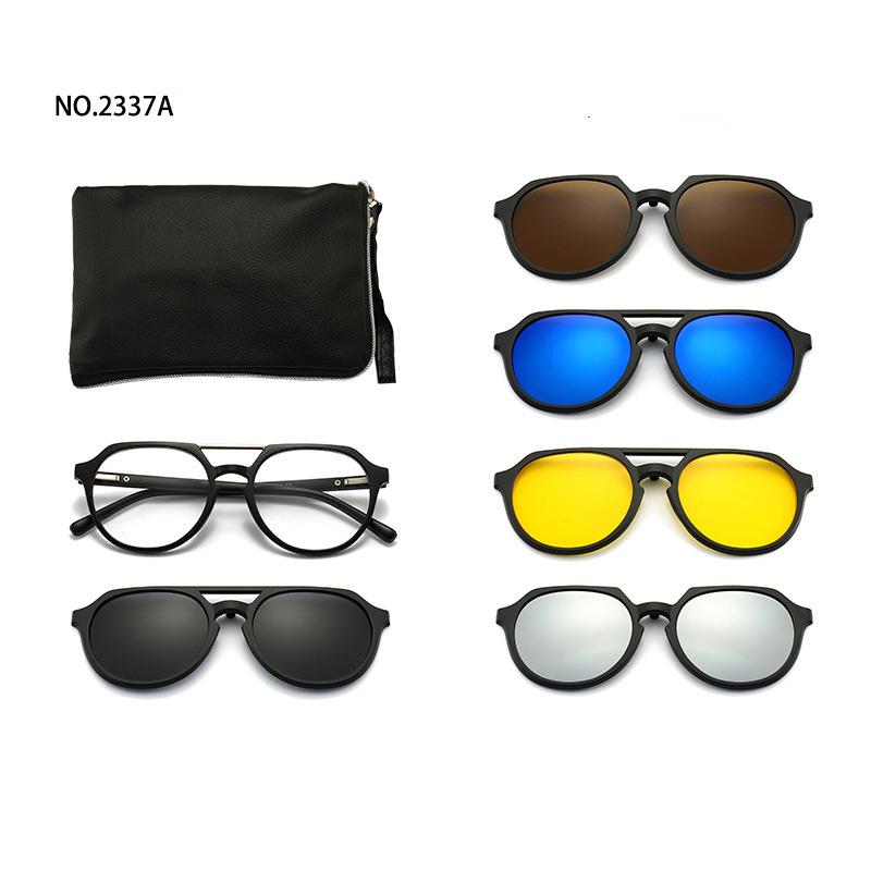 6 In 1 Men Women Optical Magnetic Sunglasses Clip Magnet Clip on Sunglasses Polaroid Clip on Sun Glasses WIth Box