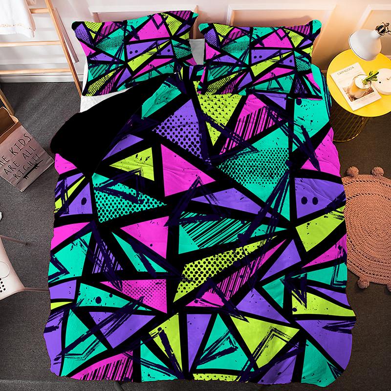 Nepravidelná Geometrie Král Královna Povlak na Peřinu Bohemský Styl Ložní Prádlo Sada Pro Děti Dospívající Dospělé Moderní Umění 2/3ks Polyesterový Povlak na Přikrývku