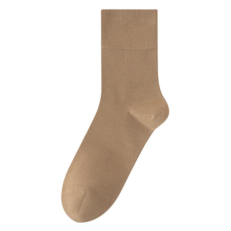 Autumn and Winter Men's Long Socks, Antibacterial and Deodorizing, Winter Coffee-colored Boneless Socks, Mid-calf Socks